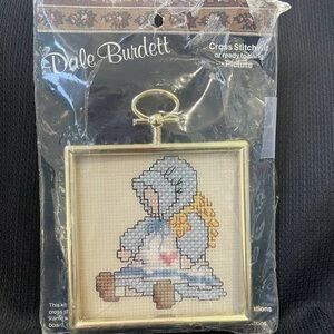 Vintage Dale Burdett Homespun Girl Cross Stitch Kit with Frame circa 1980s
